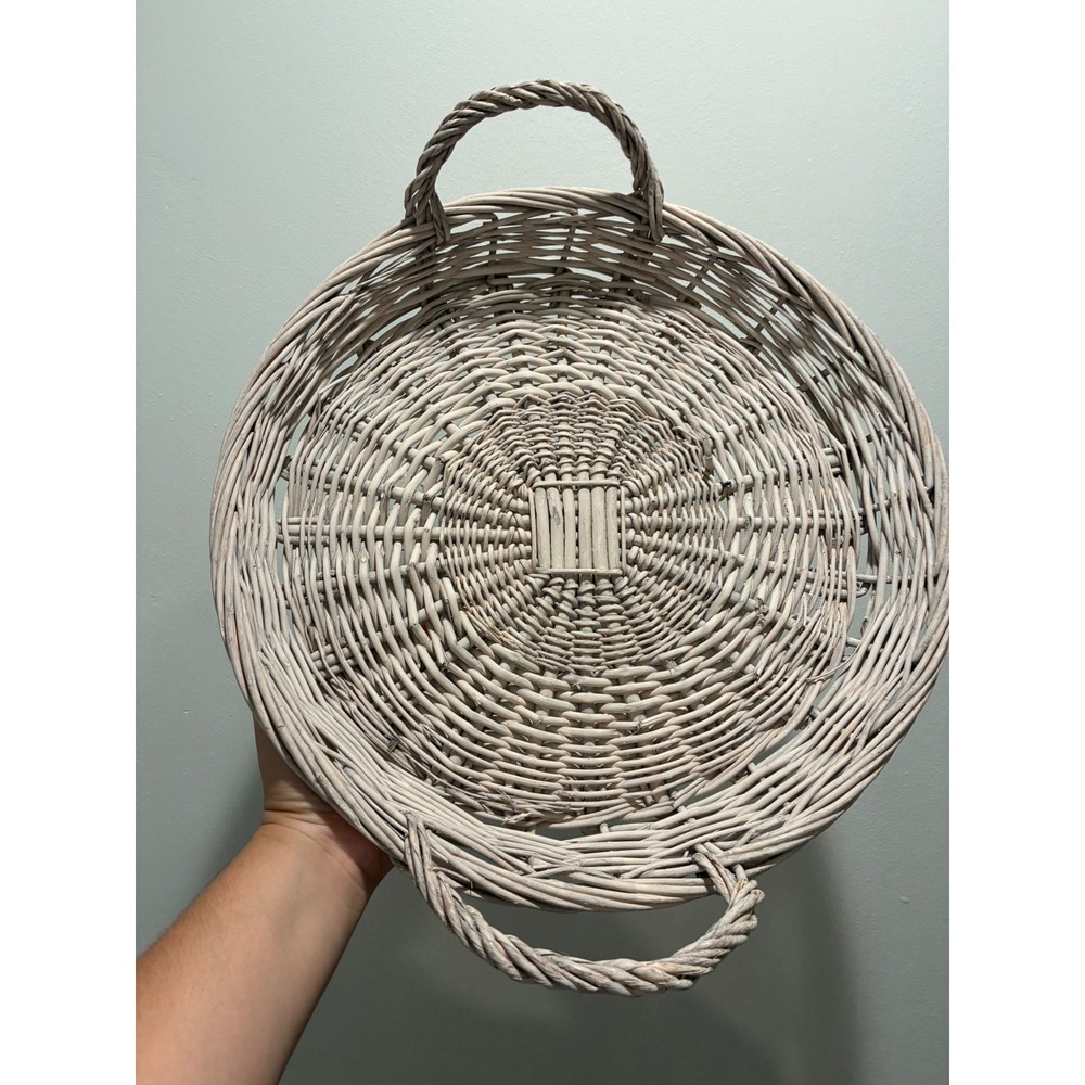 Unbranded Wicker Tray Basket OS Whitewash